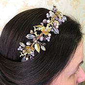 Свадебный салон handmade. Livemaster - original item Headband-tiara Golden powdery lilac. Wedding.. Handmade.