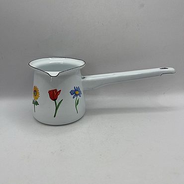 Посуда ручной работы. Ярмарка Мастеров - ручная работа Эмалированный молочник (питчер) с носиком (200 мл). Италия. 3299. Handmade.