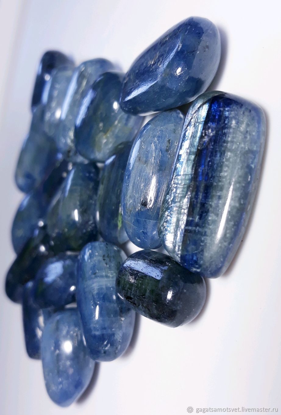 Kyanite (disten) is blue, gray-blue ogaltovannyy. Nepal, Cabochons, St. Petersburg,  Фото №1