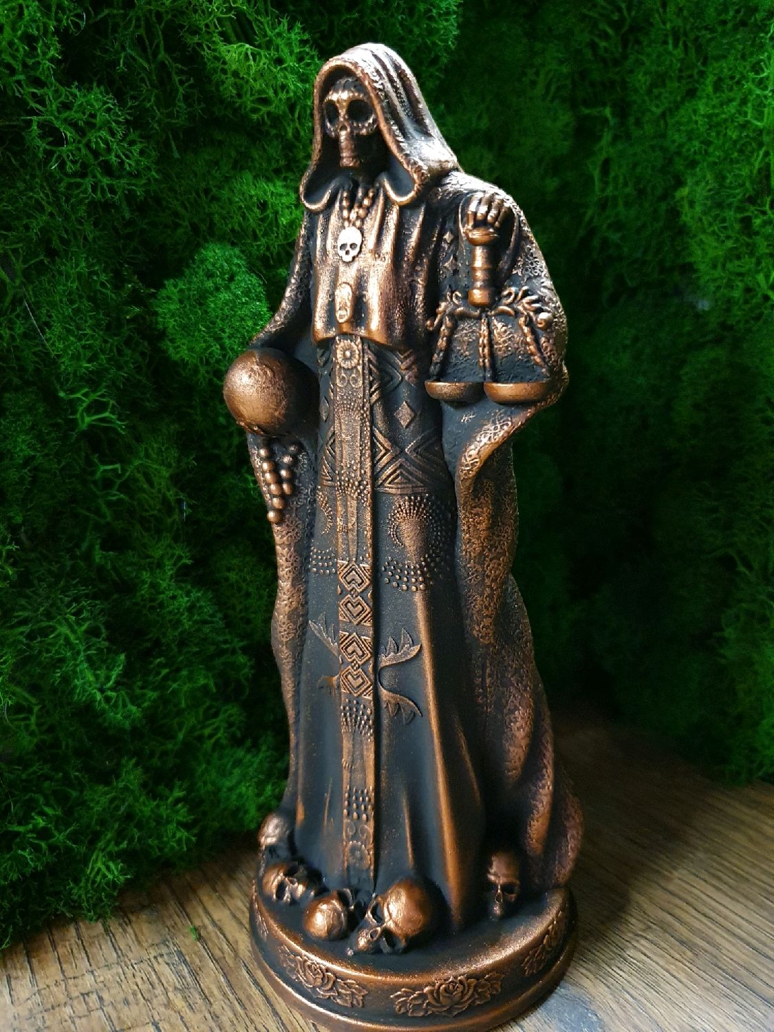 Статуэтка Санта Муэрте (Святая Смерть) Santa Muerte,чёрный с медью в ...