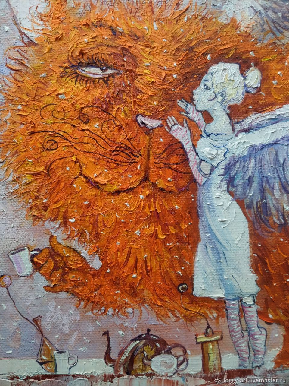 Картина маслом ангел и рыжий кот "Вечернее настроение", Картины, Астрахань,  Фото №1