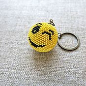 Сумки и аксессуары handmade. Livemaster - original item keychain: Smiley face made of beads. Handmade.