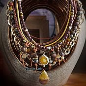 Украшения handmade. Livemaster - original item Multi-row Boho leather necklace 