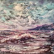 Картины и панно handmade. Livemaster - original item Oil painting sea moon night 