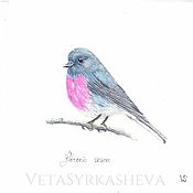 Картины и панно handmade. Livemaster - original item Bird watercolor Pink mosaic. Handmade.