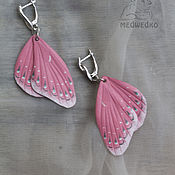 Украшения handmade. Livemaster - original item Butterfly earrings made of leather Pink dreams. Handmade.