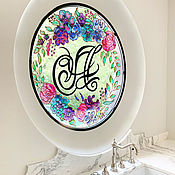 Для дома и интерьера handmade. Livemaster - original item Stained glass window with initials - monogram D 100 cm. Handmade.