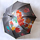 Umbrella with hand-painted Autumn leaves black umbrella with a picture. Umbrellas. UmbrellaFineArt. Online shopping on My Livemaster.  Фото №2