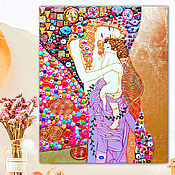 Картины и панно handmade. Livemaster - original item Bright picture of Mother and child / mother and baby (Gustav Klimt Mother and child). Handmade.