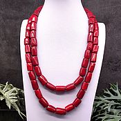 Работы для детей, ручной работы. Ярмарка Мастеров - ручная работа Long Beads / Necklace natural red coral. Handmade.