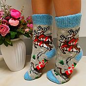 Аксессуары handmade. Livemaster - original item Socks warm wool knitted Christmas socks as a gift. Handmade.