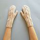 Knitted mittens from the wool with Alpaca 'light beige', Mittens, Moscow,  Фото №1