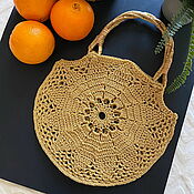 Сумки и аксессуары handmade. Livemaster - original item The bag: Knitted bag, Mustard color, bamboo handles. Handmade.