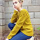 Knitted sweater for women, pullover with embossed pattern of merino yellow. Sweaters. Lace Shawl by Olga. My Livemaster. Фото №5