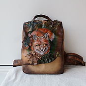 Сумки и аксессуары handmade. Livemaster - original item Leather backpack with engraving and painting to order for Radmila.. Handmade.