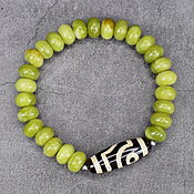 Украшения handmade. Livemaster - original item Bracelet natural stone jade, JI 2 eyes bead. Handmade.