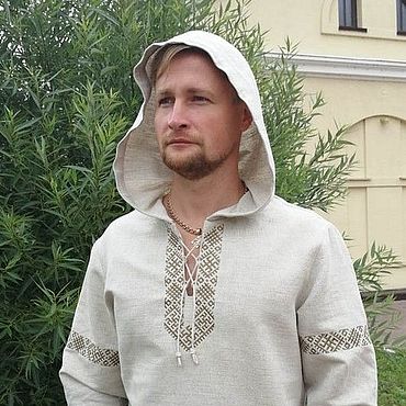 Мужская одежда ручной работы. Ярмарка Мастеров - ручная работа Рубаха с капюшоном "Ратислав". Handmade.