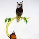 Сыч на весеннем пне. Статуэтки. Мастерская Animals in Glass. Ярмарка Мастеров.  Фото №6