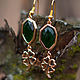 Green gold plated earrings 'Symbol of luck' clover, Earrings, Moscow,  Фото №1