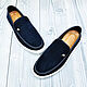 Slip-ons for men, made of natural suede, in dark blue color!. Slip-ons. SHOES&BAGS. Online shopping on My Livemaster.  Фото №2