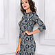 Viscose dress Oriental motifs, grey blue straight midi. Dresses. mozaika-rus. My Livemaster. Фото №5