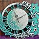 'Mint bouquet ' wall clock interior with rhinestones. Watch. Vitreous Wood***Tatiana***. Online shopping on My Livemaster.  Фото №2