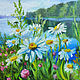 Painting of daisies by the river 'Daisies bloomed' landscape, Pictures, Rostov-on-Don,  Фото №1
