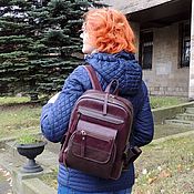 Сумки и аксессуары handmade. Livemaster - original item Backpacks: Women`s leather backpack brown and Burgundy Audrey Mod P47–682. Handmade.