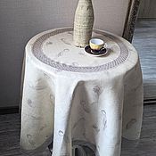 Для дома и интерьера handmade. Livemaster - original item Tablecloth linen 100% Tulips gray-green d. .160 cm. Handmade.