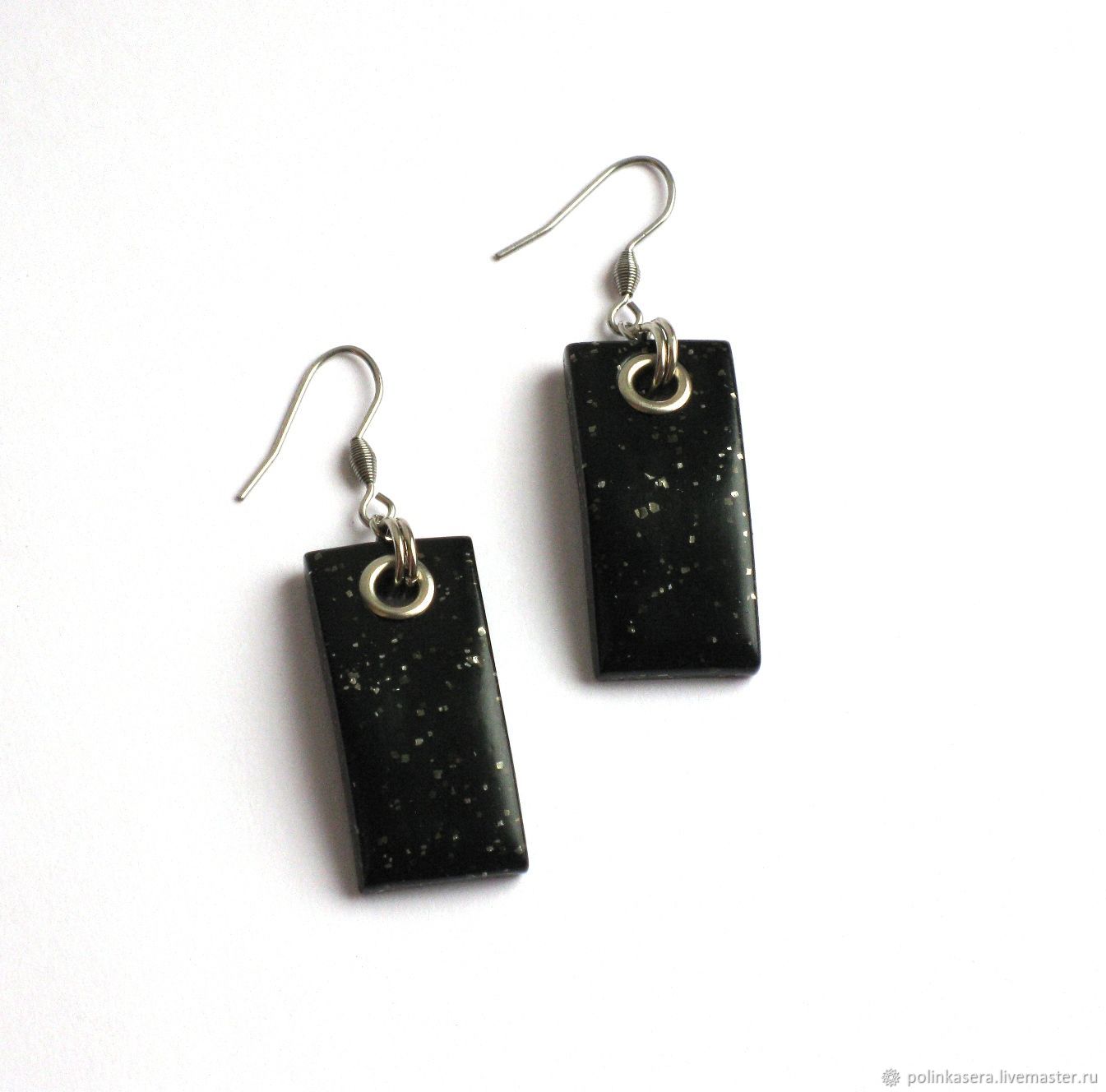 Earrings Night Polymer Clay Black Hypoallergenic Online On Ocresolate From Natalochka Earrings With Grommets Black