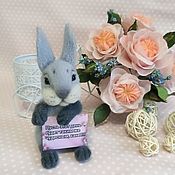 felt toy: Brown Hare. Rabbit wool. Dry felting. Gift