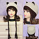 Hat with Cat ears knitted female Siamese coffee with milk. Caps. Space Cat Knitting. My Livemaster. Фото №6