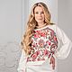 Свитшот белый в русском стиле. Свитшоты. Дизайнерские платья Valensia Atelier. Интернет-магазин Ярмарка Мастеров.  Фото №2