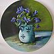 Plates decorative: Ceramic plate. delicate bouquet in a vase, Decorative plates, Moscow,  Фото №1