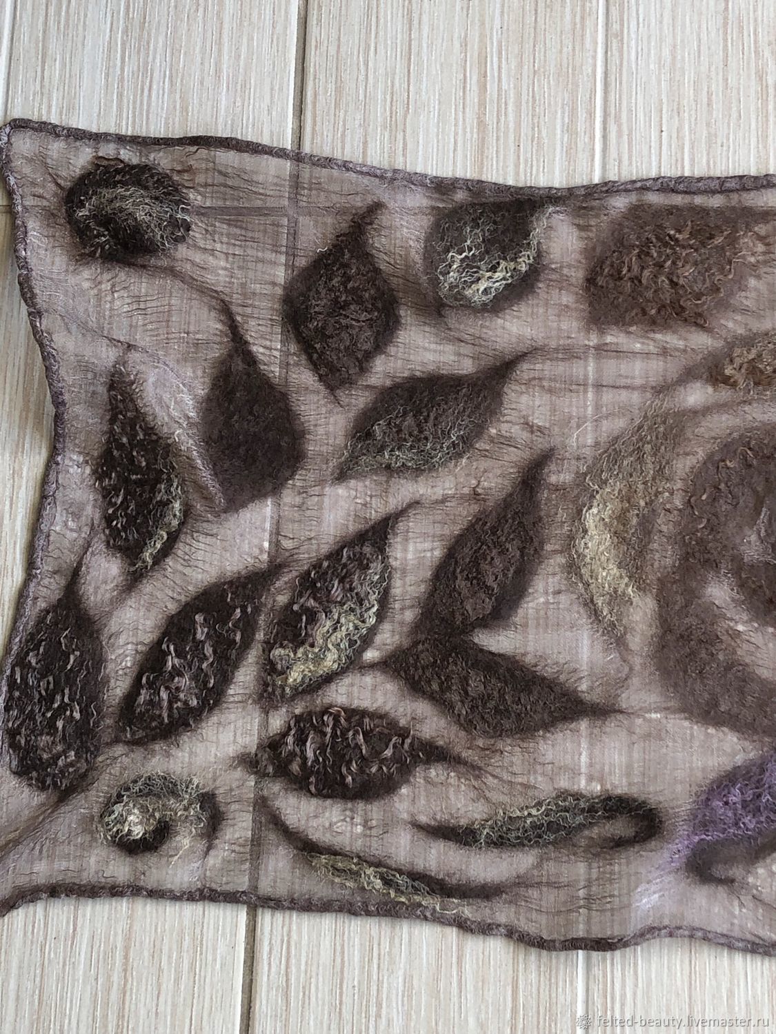 'Coffee' Stole felted on silk, Wraps, Voronezh,  Фото №1
