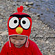 шапочка  Angry Birds в красном цвете. Шапки детские. марина. Интернет-магазин Ярмарка Мастеров.  Фото №2