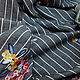 Вискоза плательно-костюмная под лен, синяя в полоску с вышивкой. Ткани. Ксения (galaxyplanet75). Ярмарка Мастеров.  Фото №5