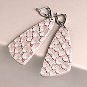 Украшения handmade. Livemaster - original item Pink beige Leather Earrings. Handmade.