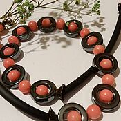 Украшения handmade. Livemaster - original item Necklace: Salmon coral is ringed with hematite Natural stones. Handmade.
