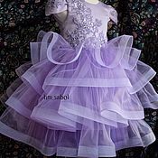 110 Пудровое платье для девочки на новый год праздничное пышное платье