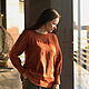 Linen shirt with long sleeves terracotta in stock 46-48-50, Shirts, Baranovichi,  Фото №1