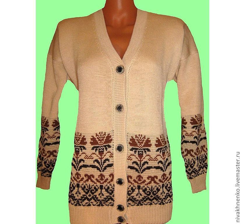 Cardigan knit button-down with floral ornaments, Cardigans, Moscow,  Фото №1