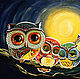 Family of owls, oil painting, Pictures, Moscow,  Фото №1