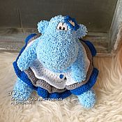 Куклы и игрушки handmade. Livemaster - original item Knitted plush blue Hippo in a skirt. Handmade.