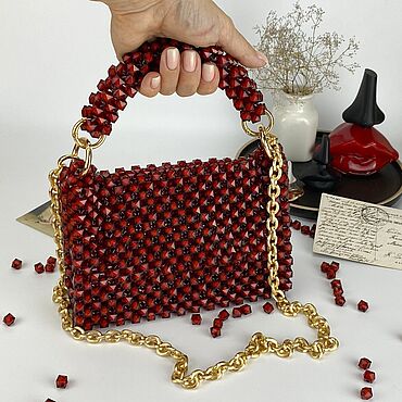 Сумки ручной работы. Ярмарка Мастеров - ручная работа Сумка из бусин «Гранат». Handmade.