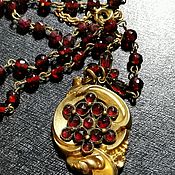 Винтаж handmade. Livemaster - original item Vintage garnet necklace red brass. Handmade.