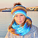 The hat is double knitted cowl in two turns 'Cote d'azur, Headwear Sets, Moscow,  Фото №1