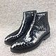 Alligator leather ankle boots, LUX class, dark blue color, High Boots, St. Petersburg,  Фото №1