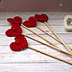 Set of 5 Knitted Heart Toppers for Cake Decoration, flower red. Toppers for bouquets. BarminaStudio (Marina)/Crochet (barmar). Online shopping on My Livemaster.  Фото №2