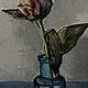 Пион и бутылка (коллажная вышивка). Картины. Olga. Интернет-магазин Ярмарка Мастеров.  Фото №2